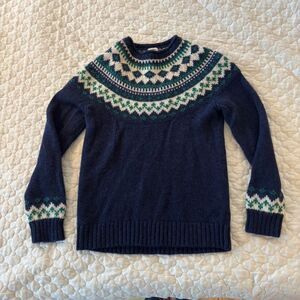 L.L. Bean 100% Lambswool Women's Fair Isle Sweater Cozy Preppy Grandpa Core